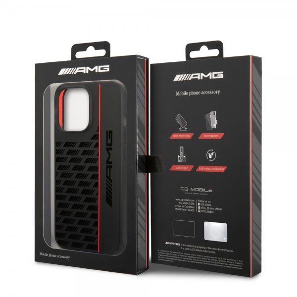 AMG iPhone 14 Pro Kuoret Liquid Silicone Carbon Pattern Musta