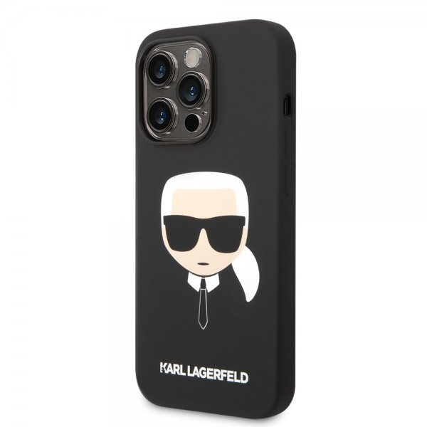 Karl Lagerfeld iPhone 14 Pro -kuori Liquid Silicone Karl MagSafe Musta