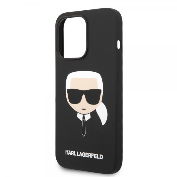 Karl Lagerfeld iPhone 14 Pro -kuori Liquid Silicone Karl MagSafe Musta