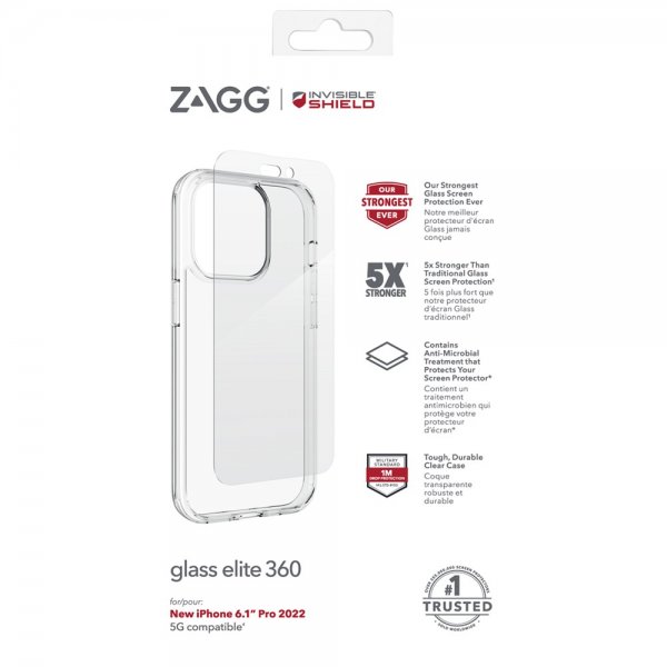 ZAGG InvisibleShield iPhone 14 Pro Kuori näytönsuojalla Glass Elite 360