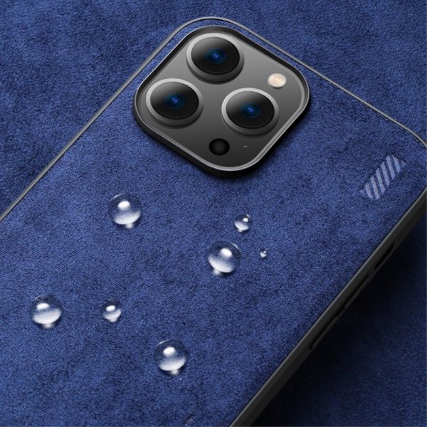 X-Level iPhone 14 Pro Suojakuori Mokkanahkakuvio Sininen