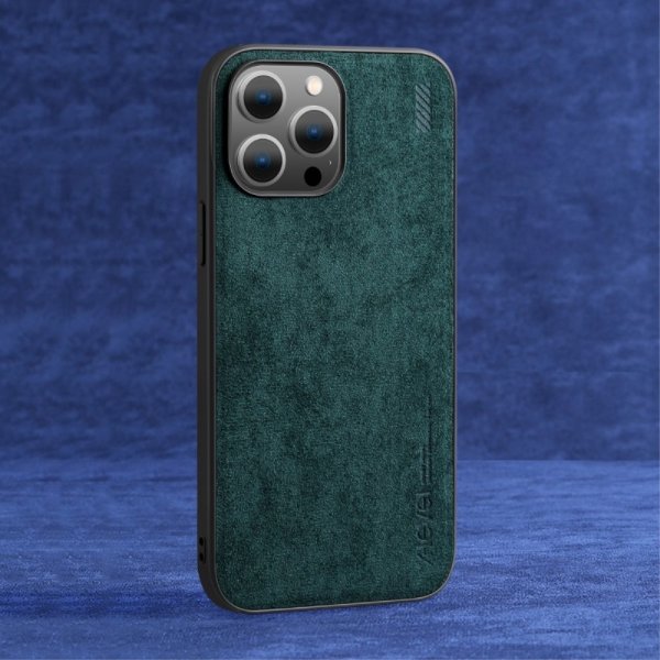 X-Level iPhone 14 Pro -kuori mokkanahkajäljitelmällä, vihreä