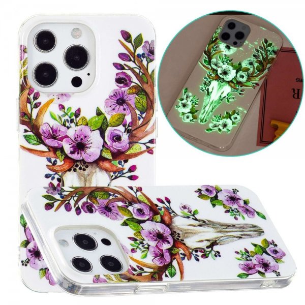 iPhone 14 Pro Kuoret Kukkia ja Peura -aiheella