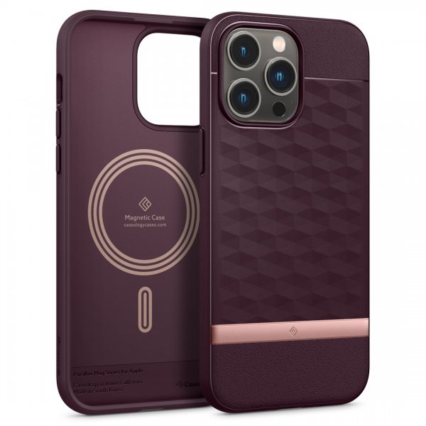 Caseology iPhone 14 Pro -suojakuori Parallax Mag Burgundy Bean