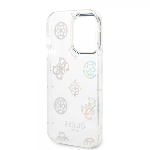 Guess iPhone 14 Pro Kuori Peony Glitter Valkoinen