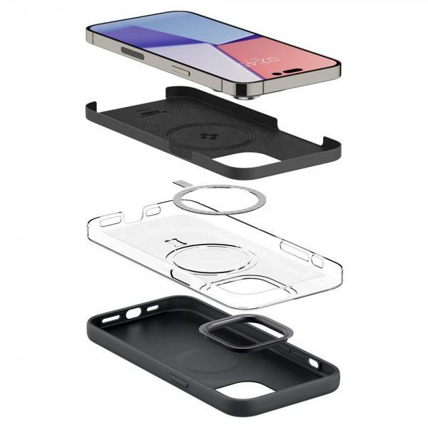 Spigen iPhone 14 Pro Suojakuori Silicone Fit MagFit Musta