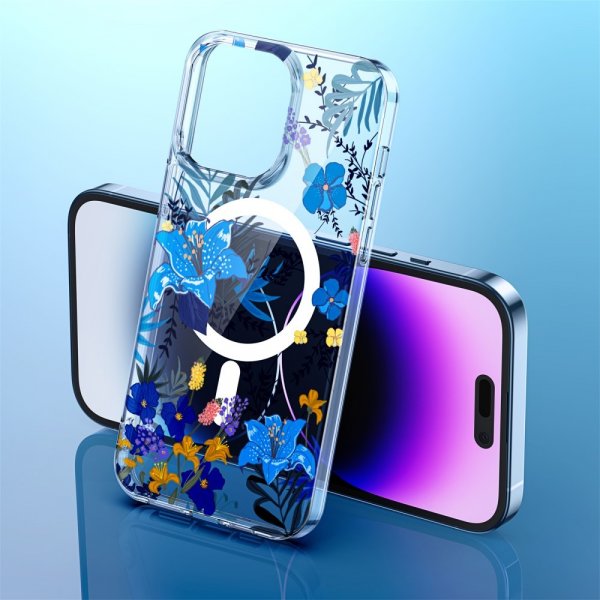 iPhone 14 Pro Kuoret Spring Series MagSafe Siniset Kukat