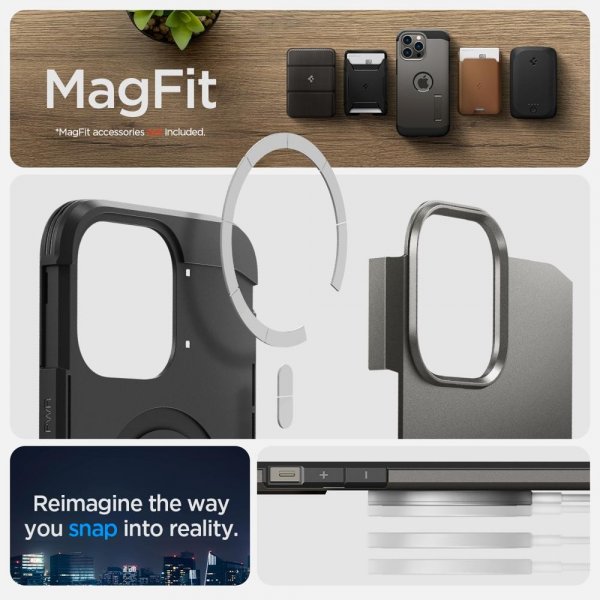 Spigen iPhone 14 Pro -suojakuori Tough Armor MagFit Gunmetal