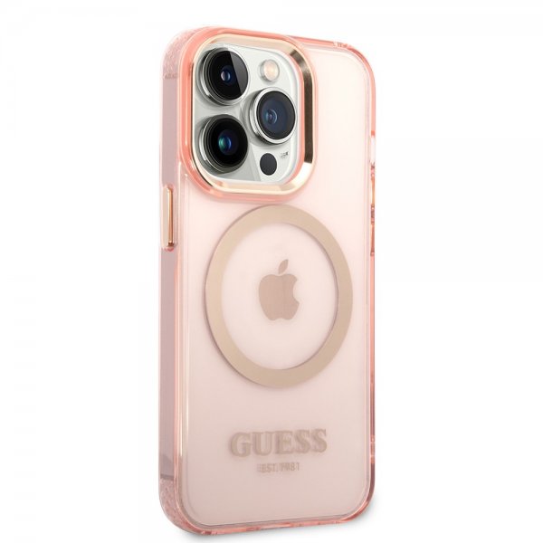 Guess iPhone 14 Pro Kuoret Translucent MagSafe Pinkki