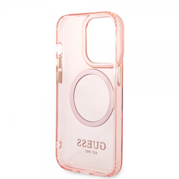Guess iPhone 14 Pro Kuoret Translucent MagSafe Pinkki