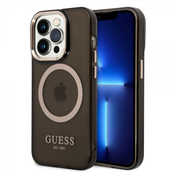 Guess iPhone 14 Pro Kuoret Translucent MagSafe Musta