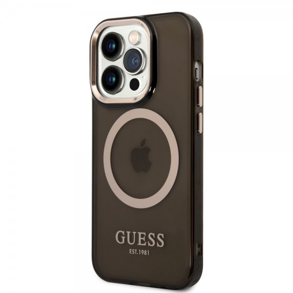Guess iPhone 14 Pro Kuoret Translucent MagSafe Musta