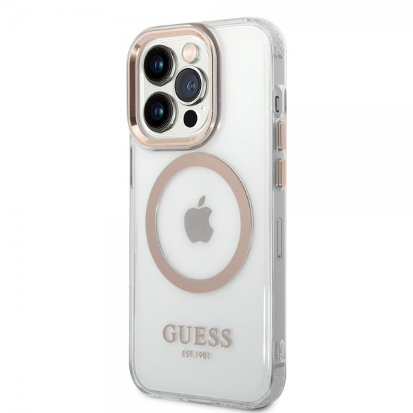 Guess iPhone 14 Pro Kuori Läpinäkyvä MagSafe Kulta Läpinäkyvä