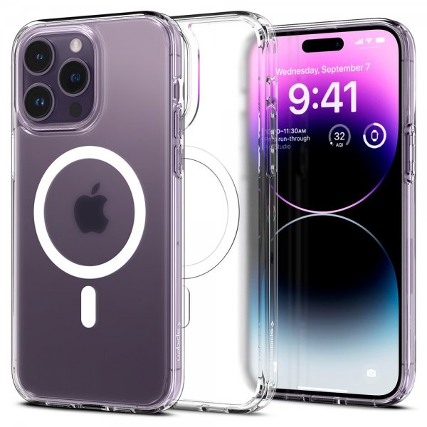 Spigen iPhone 14 Pro -suojakuori Ultra Hybrid MagFit Frost Clear