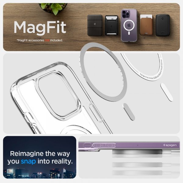 Spigen iPhone 14 Pro -suojakuori Ultra Hybrid MagFit Frost Clear