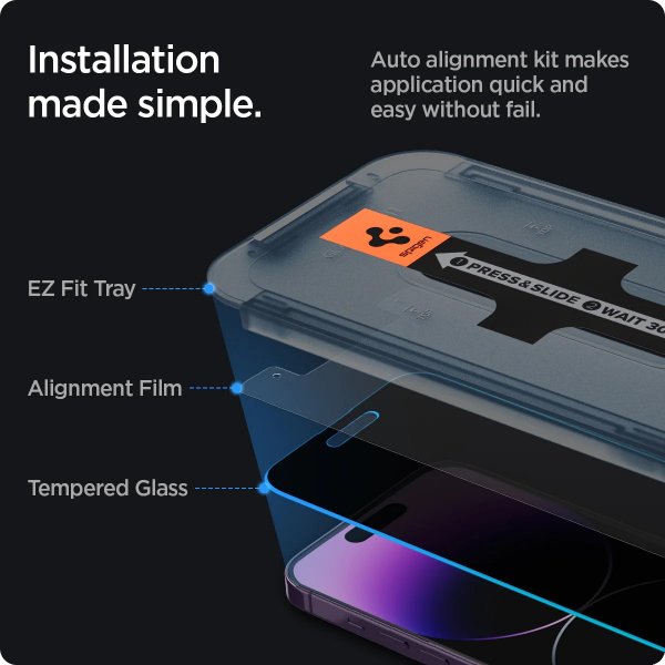 Spigen iPhone 14 Pro -näytönsuoja GLAS.tR EZ Fit Privacy 2 kpl