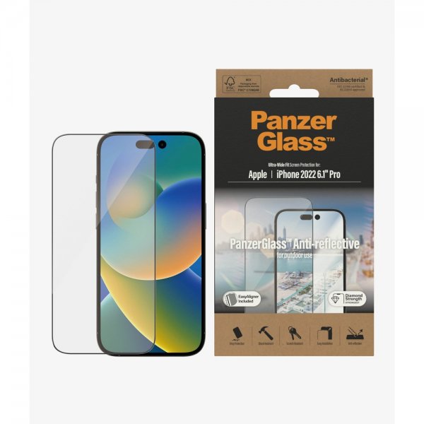 PanzerGlass iPhone 14 Pro -näytönsuoja Ultra-Wide Fit Anti-reflective EasyAligner
