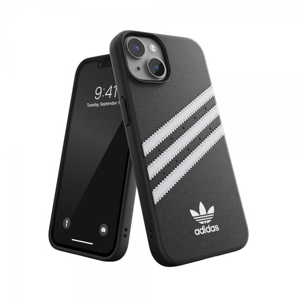 Adidas iPhone 14 -kuori 3 Stripes Snap Case, musta/valkoinen