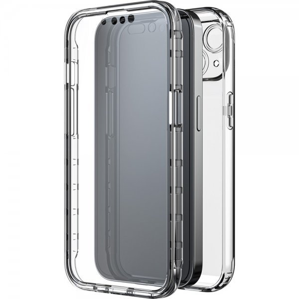 Black Rock iPhone 14 -suojakotelo 360° Real Glass Case, musta/kirkas