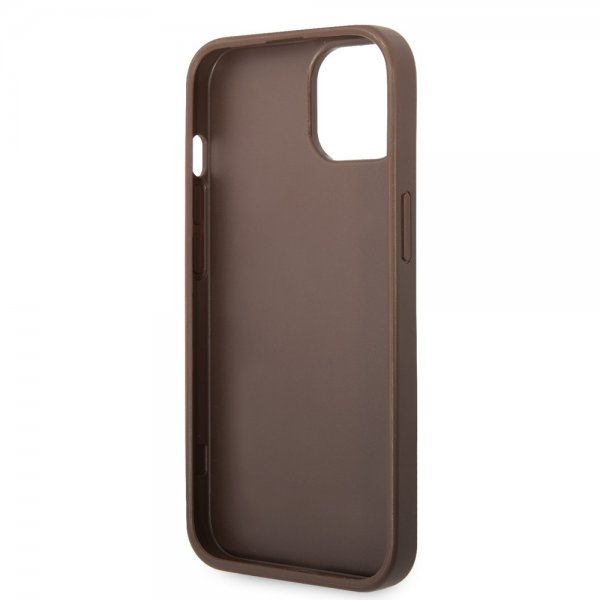 Guess iPhone 14 -suojakuori Big Metal Logo, ruskea