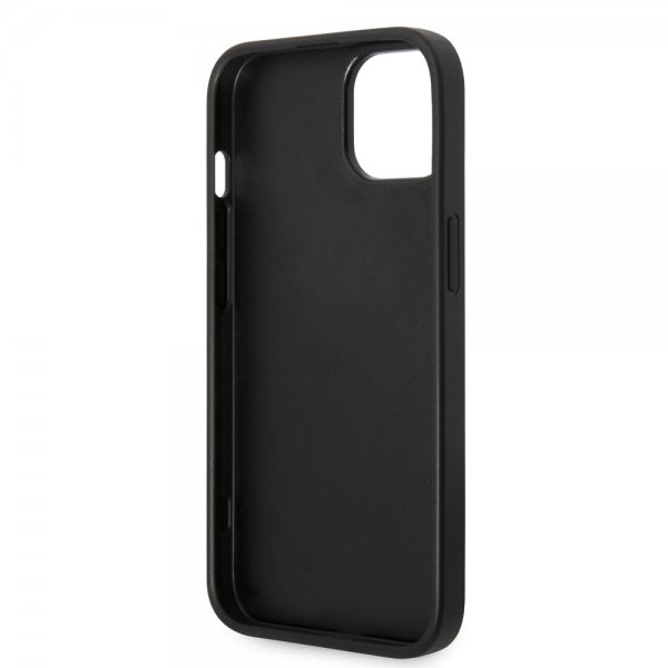 Guess iPhone 14 -suojakuori, Bottom Stripe Metal Logo, harmaa