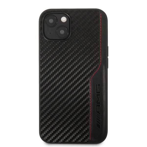 AMG iPhone 14 -suojakuori, hiilikuituvaikutelma, leimattu logo, musta