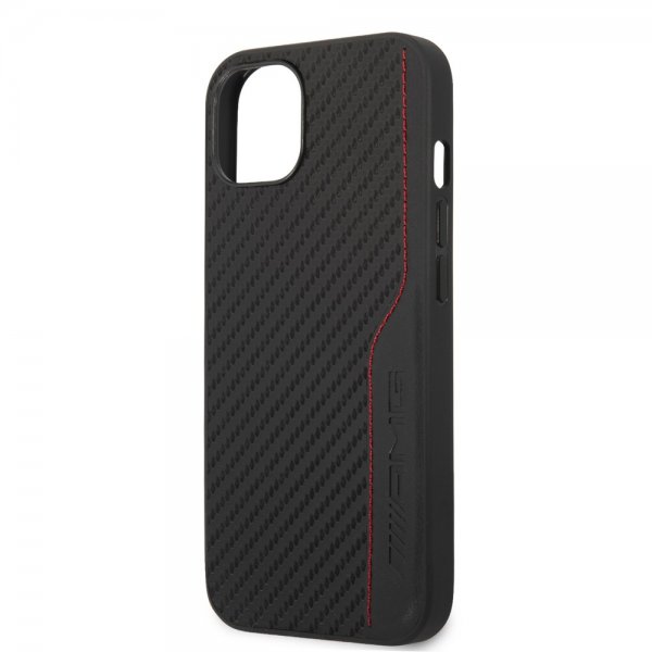 AMG iPhone 14 -suojakuori, hiilikuituvaikutelma, leimattu logo, musta