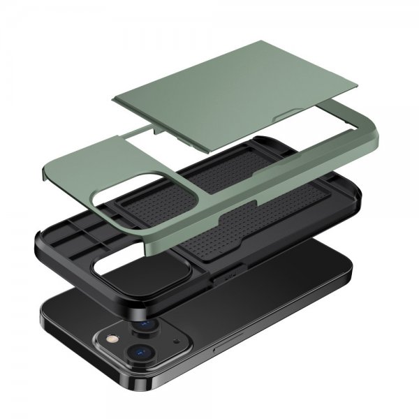 iPhone 14 Kuori Card Slide Vihreä