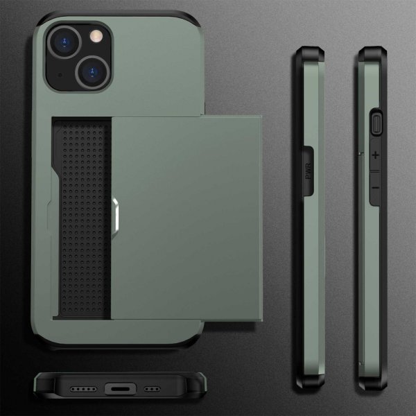 iPhone 14 Kuori Card Slide Vihreä
