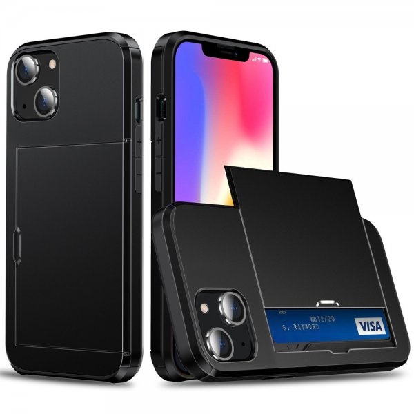 iPhone 14 Kuori Korttipidike Musta