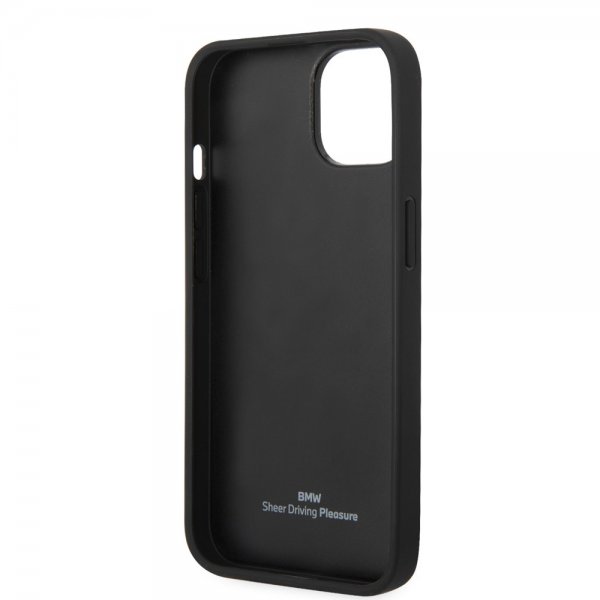 BMW iPhone 14 Kuori Hot Stamp Metal Logo Musta