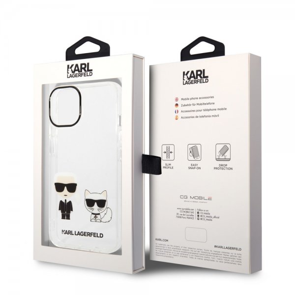 Karl Lagerfeld iPhone 14 -kuori Karl & Choupette Gradient White