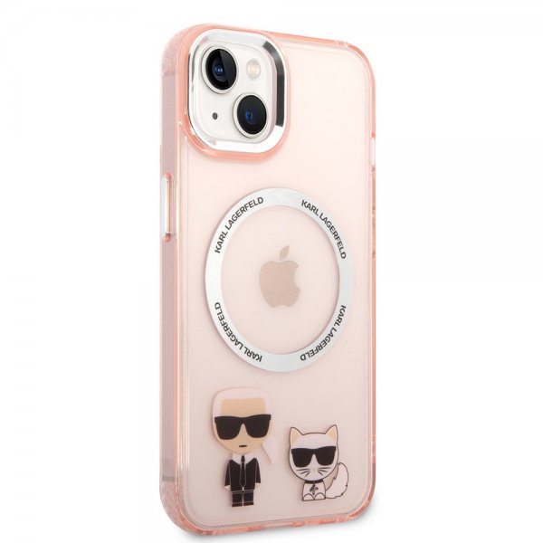Karl Lagerfeld iPhone 14 -kuori Karl & Choupette MagSafe, pinkki
