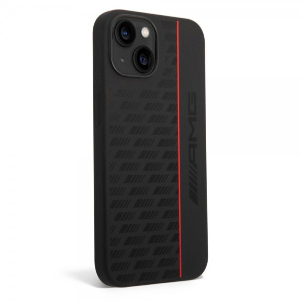 AMG iPhone 14 Liquid Silicone Carbon Pattern -suojakuori, musta