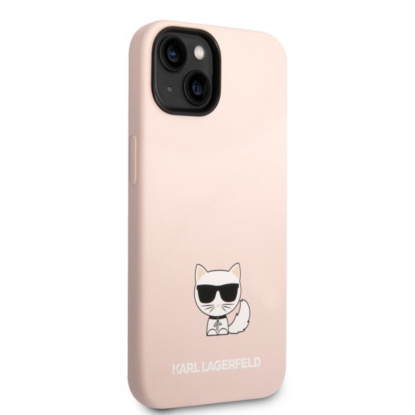 Karl Lagerfeld iPhone 14 Suojakuori Liquid Silicone Choupette Vaaleanpunainen