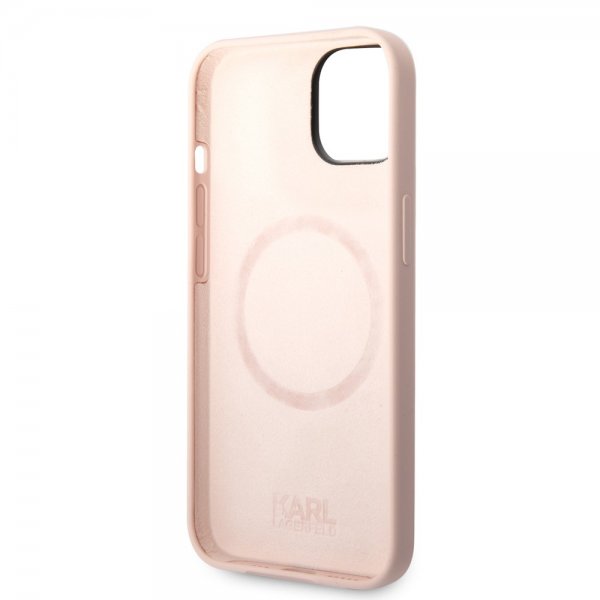 Karl Lagerfeld iPhone 14 -kuori Liquid Silicone Karl & Choupette MagSafe, pinkki