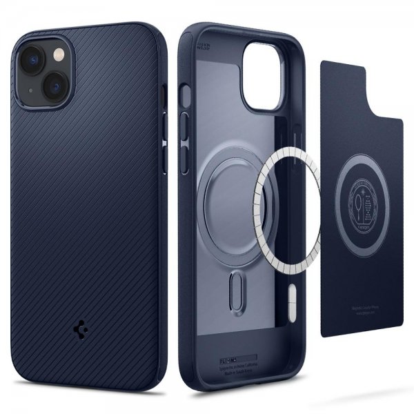 Spigen iPhone 14 -suojakuori Mag Armor MagFit Navy Blue