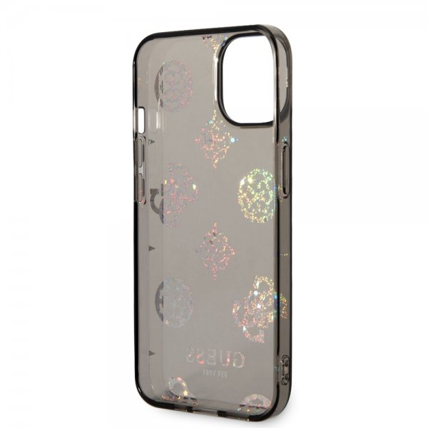 Guess iPhone 14 -suojakuori Peony Glitter Musta