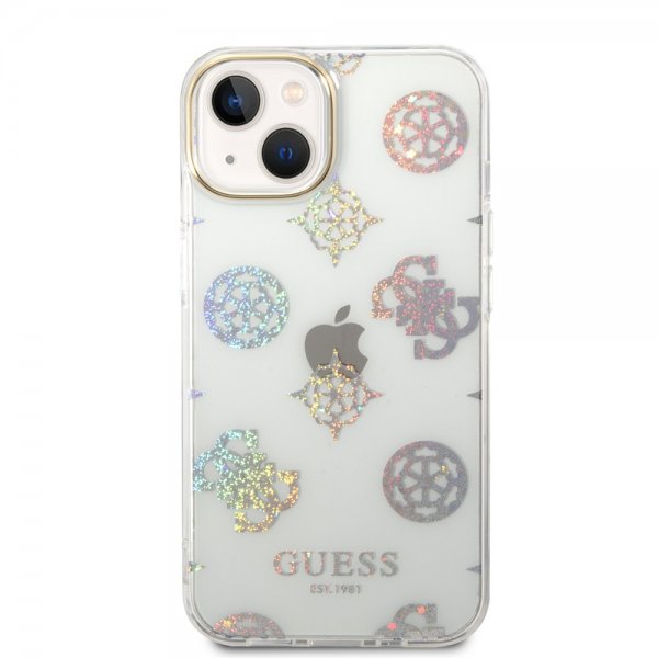 Guess iPhone 14 -suojakuori Peony Glitter Valkoinen