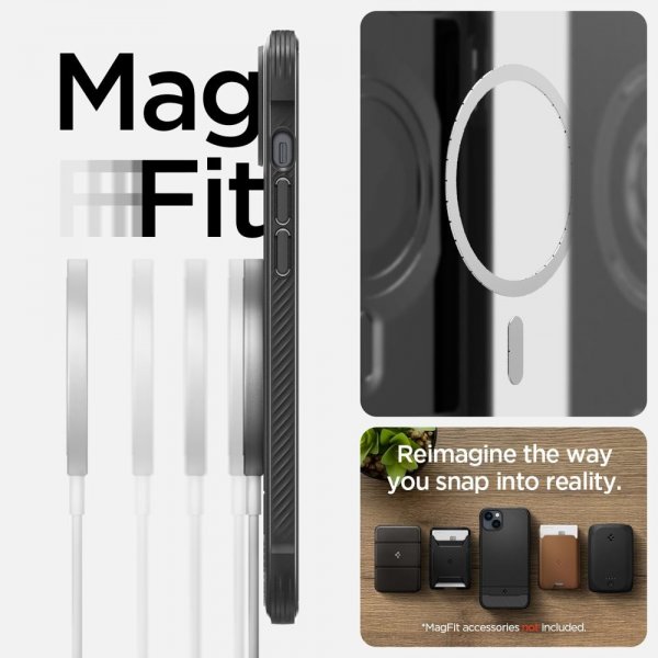 Spigen iPhone 14 -suojakuori Rugged Armor MagFit Matte Black