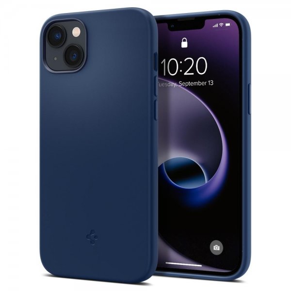 Spigen iPhone 14 -suojakuori Silicone Fit MagFit Navy Blue
