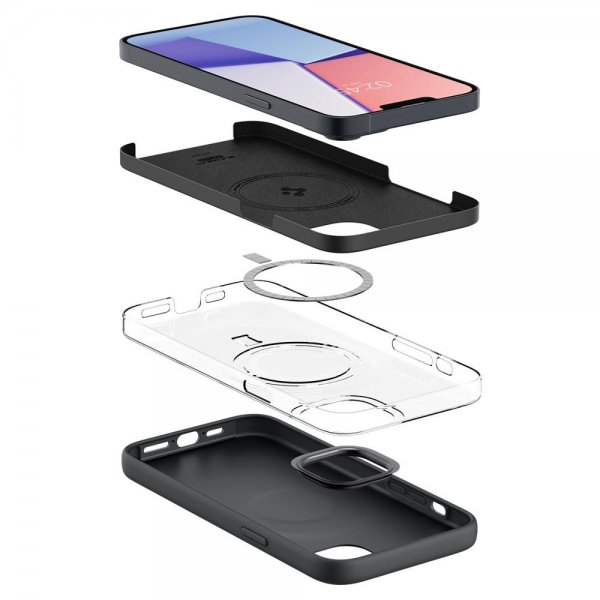 Spigen iPhone 14 -suojakuori Silicone Fit MagFit, musta
