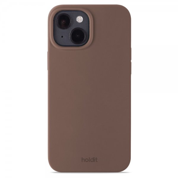 holdit iPhone 14 Silikonisuojakuori Tummanruskea