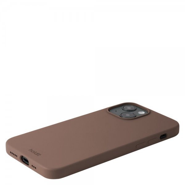 holdit iPhone 14 Silikonisuojakuori Tummanruskea