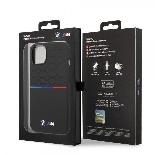 BMW iPhone 14 -suojakuori Tricolor Line & Logo musta