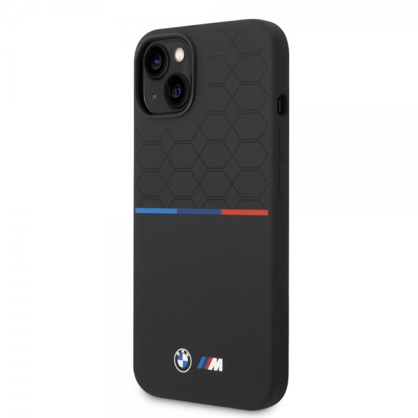 BMW iPhone 14 -suojakuori Tricolor Line & Logo musta