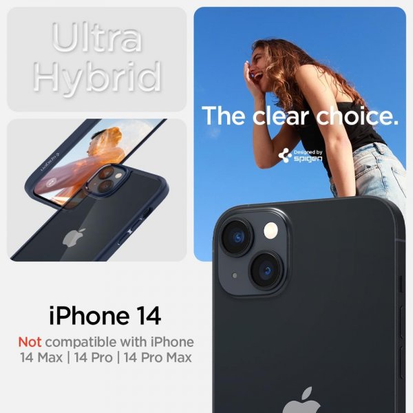 Spigen iPhone 14 Ultra Hybrid -suojakuori, laivastonsininen