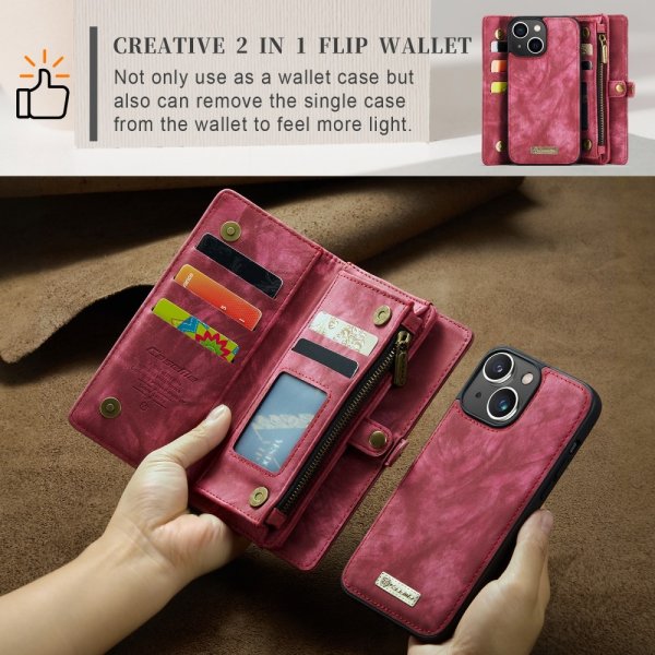 CaseMe iPhone 15 Kotelo 008 Series Irrotettava Kuori Punainen