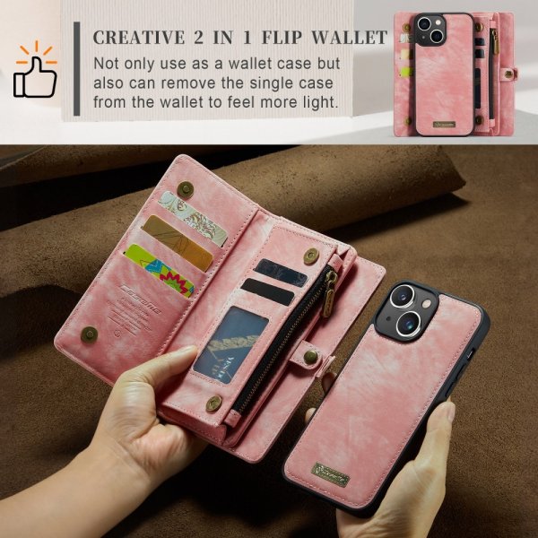 CaseMe iPhone 15 -kotelo 008 Series, irrotettava kuori, vaaleanpunainen