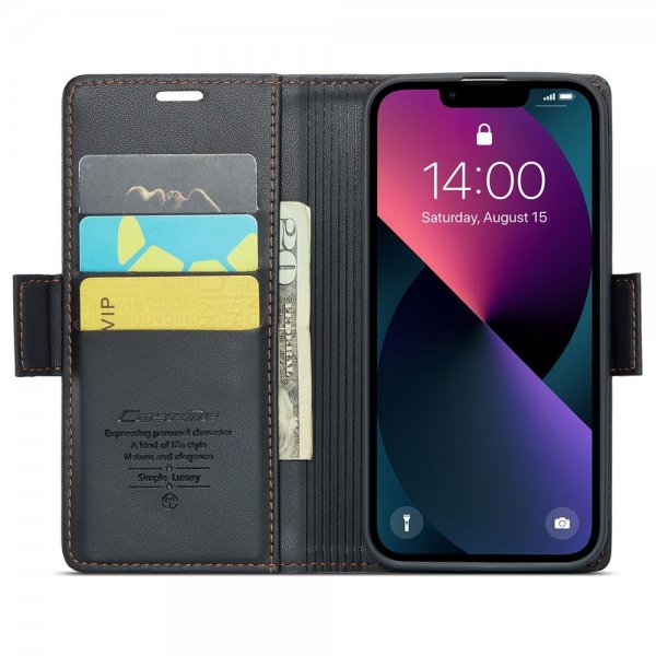 CaseMe iPhone 15 Kotelo 023 Series Musta